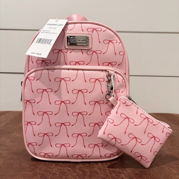 Madden Girl Other - Madden Girl Pink Bow Mini Backpack Y2K Coquette NWT w/ Pouch Travel School
